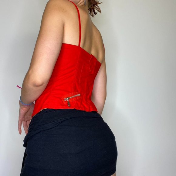 Womens Red and Silver Crop-top